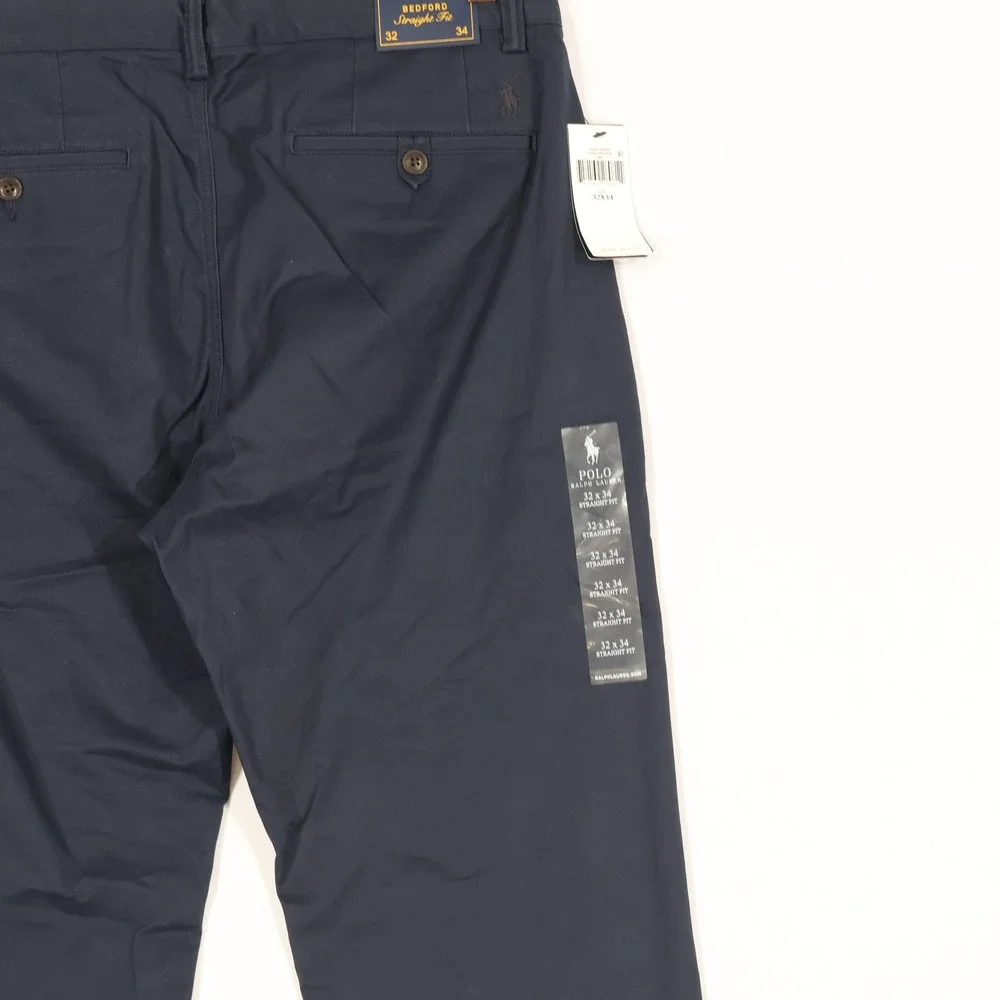Polo Ralph Lauren Bedford Chino Pants Mens 32x34 Blue Straight Stretch $125 NWD
